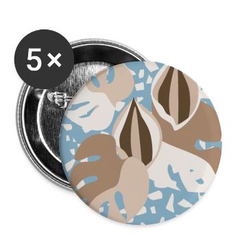 Terrazzo Style Tropical Monstera Leaves Blue - Buttons large 2.2''/56 mm (5-pack) - white - Front