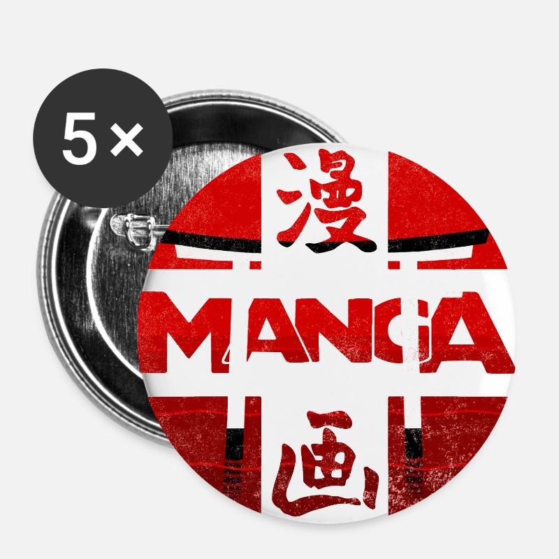 Manga - Buttons large 2.2''/56 mm (5-pack) - white