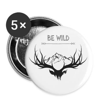 T-Shirt Hirsch Weihnachten Winterberg - Buttons groß 56 mm (5er Pack) - Weiß - Vorne