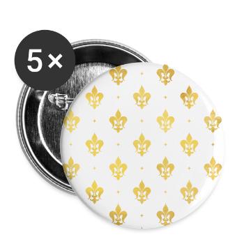 Fleur de lys - Lot de 5 grands badges (56 mm) - blanc - Devant