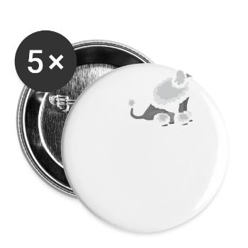 Pudel weiß, sitzend - Buttons groß 56 mm (5er Pack) - Weiß - Vorne