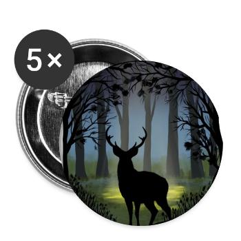Hirsche im Wald - Buttons groß 56 mm (5er Pack) - Weiß - Vorne