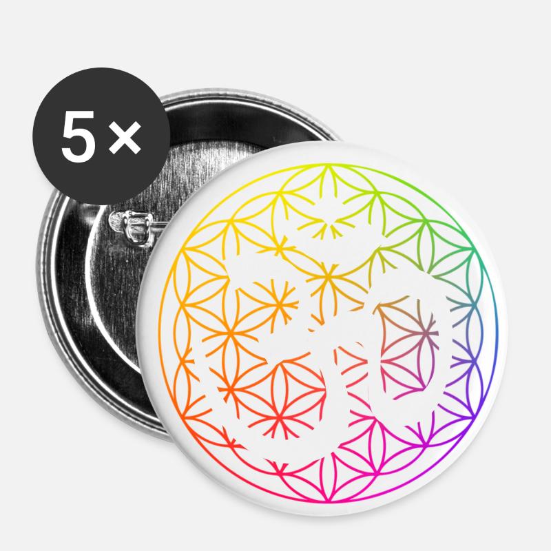 Mandala - Buttons groß 56 mm (5er Pack) - Weiß