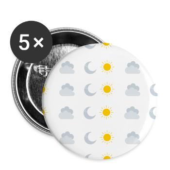 soleil lune nuage - Lot de 5 grands badges (56 mm) - blanc - Devant