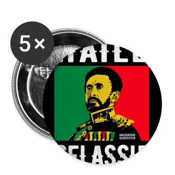 Haile Selassie Portrait in Reggae Style - Buttons large 2.2''/56 mm (5-pack) - white - Front