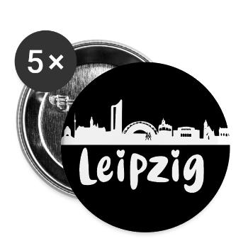 leipzig, kreis, skyline,scherenschnitt, schwarz - Buttons groß 56 mm (5er Pack) - Weiß - Vorne