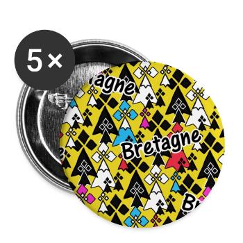 breton - Lot de 5 grands badges (56 mm) - blanc - Devant