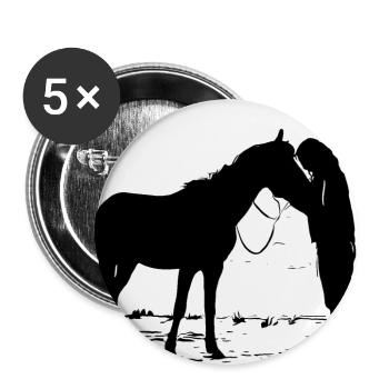 Cheval - Lot de 5 grands badges (56 mm) - blanc - Devant