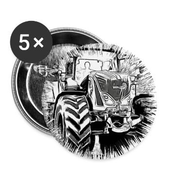 Tracteur - Lot de 5 grands badges (56 mm) - blanc - Devant