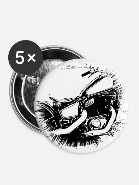 Motorrad - Buttons groß 56 mm (5er Pack) - Weiß