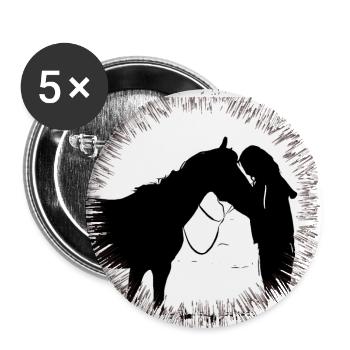Cheval - Lot de 5 grands badges (56 mm) - blanc - Devant