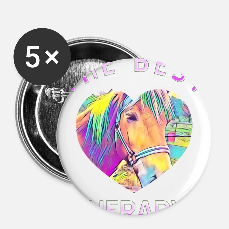 Pferd - Buttons groß 56 mm (5er Pack) - Weiß