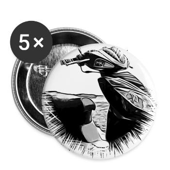 Scooters - Lot de 5 grands badges (56 mm) - blanc - Devant