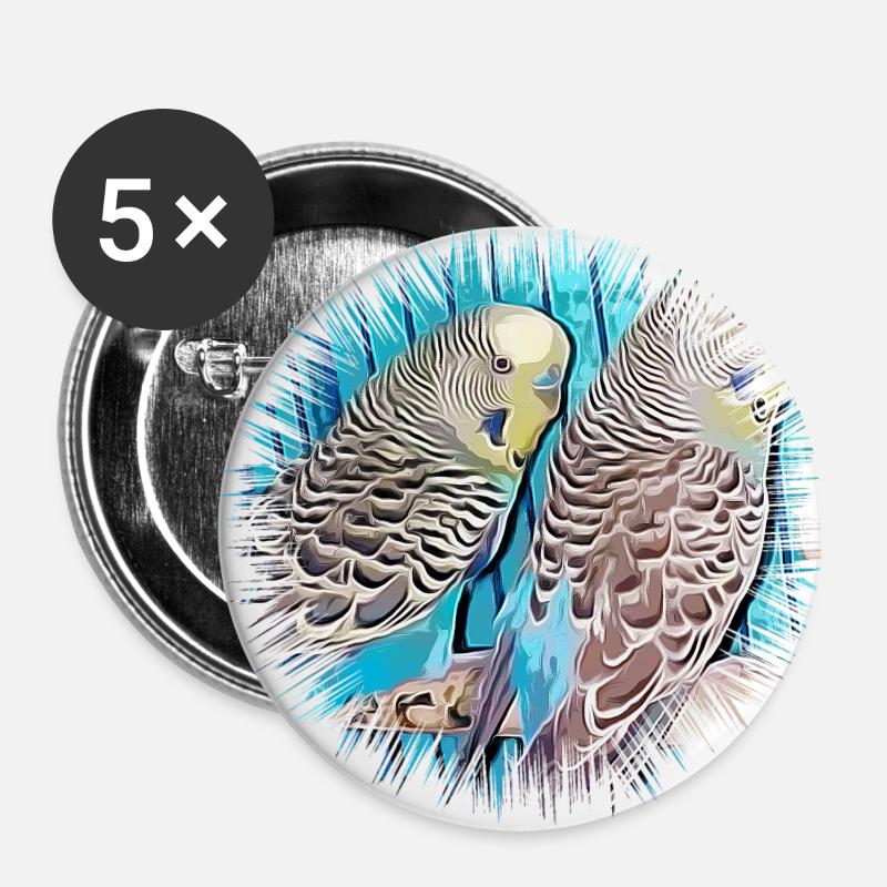 budgerigar - Buttons large 2.2''/56 mm (5-pack) - white