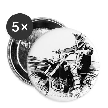 Motorcross - Buttons groß 56 mm (5er Pack) - Weiß - Vorne