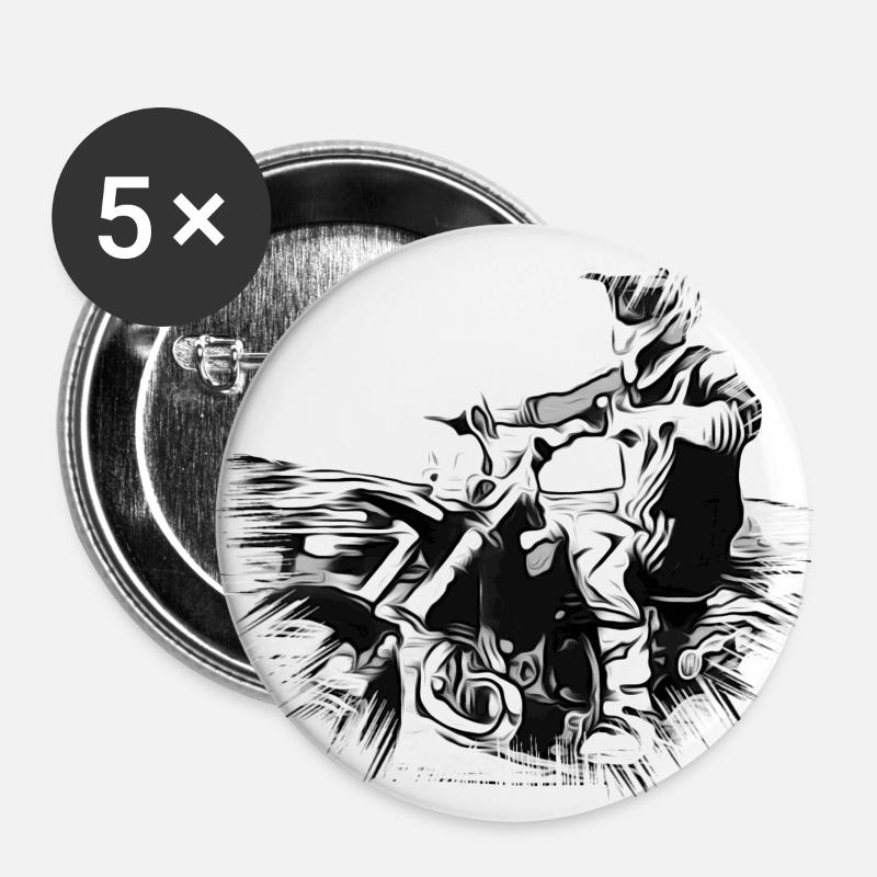 Motorcross - Buttons large 2.2''/56 mm (5-pack) - white