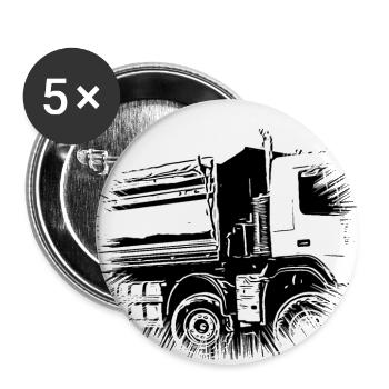 Camions - Lot de 5 grands badges (56 mm) - blanc - Devant
