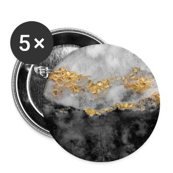 Dreamy Hills Watercolour Abstract Artwork, Gold - Buttons groß 56 mm (5er Pack) - Weiß - Vorne