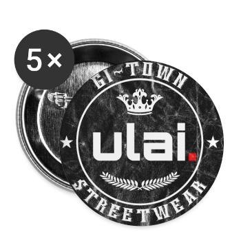 GI-TOWN Streetwear - Ulai - vintage retro - Buttons groß 56 mm (5er Pack) - Weiß - Vorne