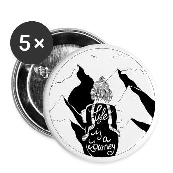 Life is a journey I Das Leben ist eine Reise - Buttons groß 56 mm (5er Pack) - Weiß - Vorne