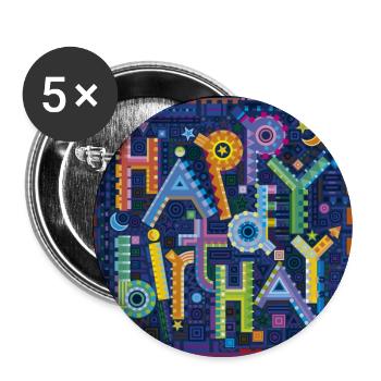 The Birthday Theme - Buttons groß 56 mm (5er Pack) - Weiß - Vorne
