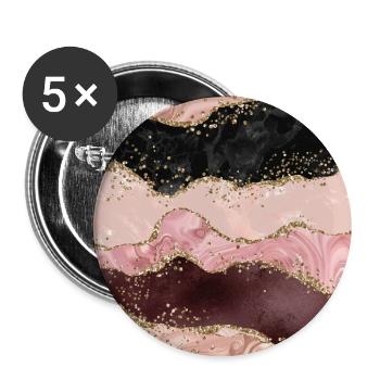 Hübsche Rosa Roségold Glitzer Glam Achat - Buttons groß 56 mm (5er Pack) - Weiß - Vorne