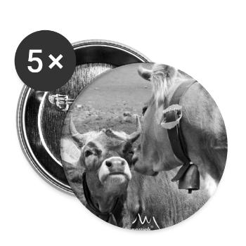 Zwei schmusende Kühe in schwarzweiß - Buttons groß 56 mm (5er Pack) - Weiß - Vorne