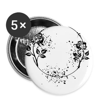 Cadre rose rond avec taches de couleur - Lot de 5 grands badges (56 mm) - blanc - Devant