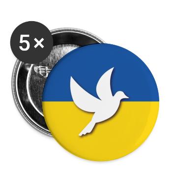 Ukraine Dove of Peace - Buttons large 2.2''/56 mm (5-pack) - white - Front