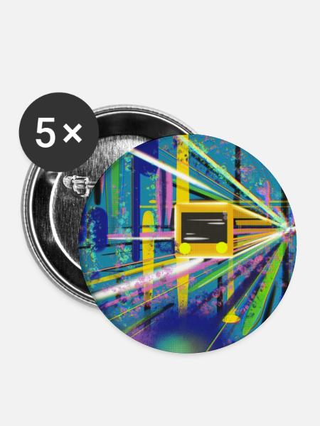 Abstrakte U-Bahn Berlin Graffiti Design - Buttons groß 56 mm (5er Pack) - Weiß