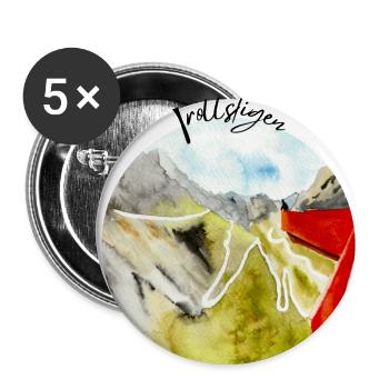 Trollstigen Norwegen - Buttons groß 56 mm (5er Pack) - Weiß - Vorne