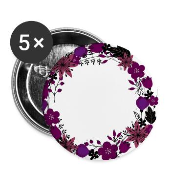 leer,blumen,blumenkranz,floral,illustration,rot - Buttons groß 56 mm (5er Pack) - Weiß - Vorne