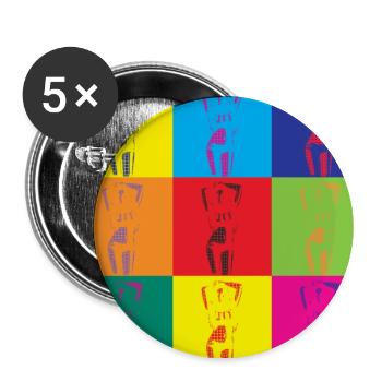 Pop Art Woman Retro Art Gift - Buttons large 2.2''/56 mm (5-pack) - white - Front
