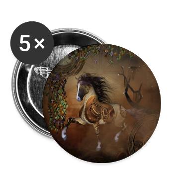 Beautiful steampunk horse with cape and gears - Buttons large 2.2''/56 mm (5-pack) - white - Front