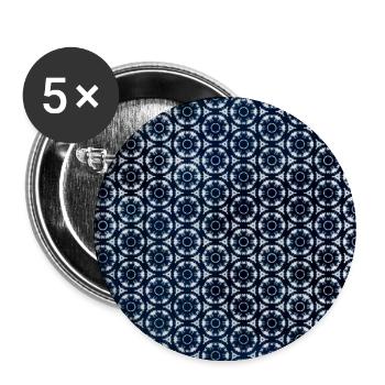 Silver Dunkel Blau Tie Dye Textile Muster - Buttons groß 56 mm (5er Pack) - Weiß - Vorne