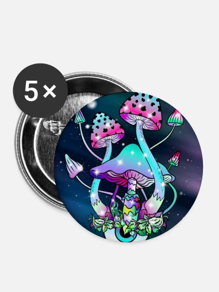 Magic Mushrooms Space art - Buttons groß 56 mm (5er Pack) - Weiß