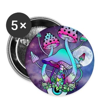 Magic Mushrooms Psychedelic Mushroom Art - Buttons large 2.2''/56 mm (5-pack) - white - Front