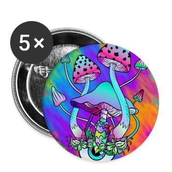 Magic mushrooms colorful Psychedelic mushroom art - Buttons large 2.2''/56 mm (5-pack) - white - Front