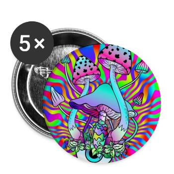 Magic Mushrooms Hippie Psychedelic Mushroom Art - Buttons large 2.2''/56 mm (5-pack) - white - Front