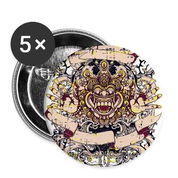 Un beau et drôle bali démon design - Lot de 5 grands badges (56 mm) - blanc - Devant