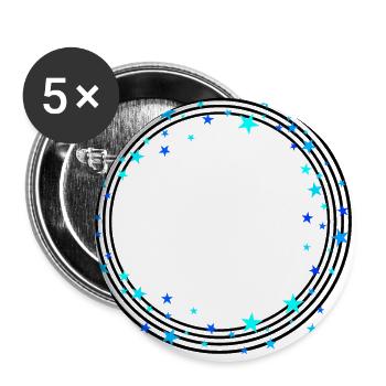 Lignes circulaires noires avec des étoiles - Lot de 5 grands badges (56 mm) - blanc - Devant