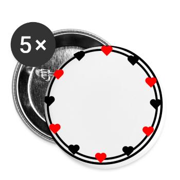 Cœurs en décoration de cadre rond Circulaire - Lot de 5 grands badges (56 mm) - blanc - Devant