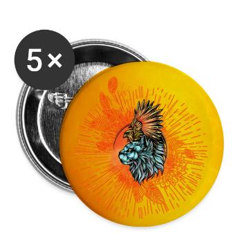 Awesome bird and fancy cat - Buttons large 2.2''/56 mm (5-pack) - white - Front