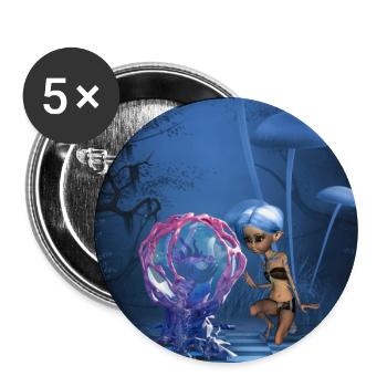 Fée mignonne avec poisson fantastique - Lot de 5 grands badges (56 mm) - blanc - Devant
