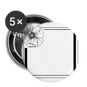 Rahmen mit großer Blumenblüte - Buttons groß 56 mm (5er Pack) - Weiß - Vorne