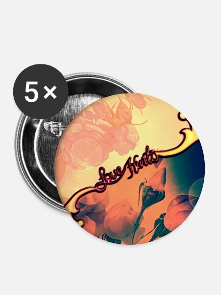wunderbares Blumendesign - Buttons groß 56 mm (5er Pack) - Weiß