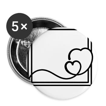 Schwarzer Herz Rahmen Quadratisch Deko - Buttons groß 56 mm (5er Pack) - Weiß - Vorne