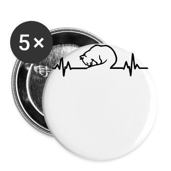 Chat léchant ECG chaton noir - Lot de 5 grands badges (56 mm) - blanc - Devant