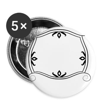 Schwazer Eleganter Rahmen mit Verzierung - Buttons groß 56 mm (5er Pack) - Weiß - Vorne