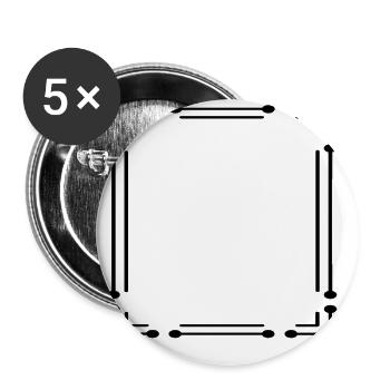 Kreis Linien Rahmen mit Strichen Schwarz - Buttons groß 56 mm (5er Pack) - Weiß - Vorne